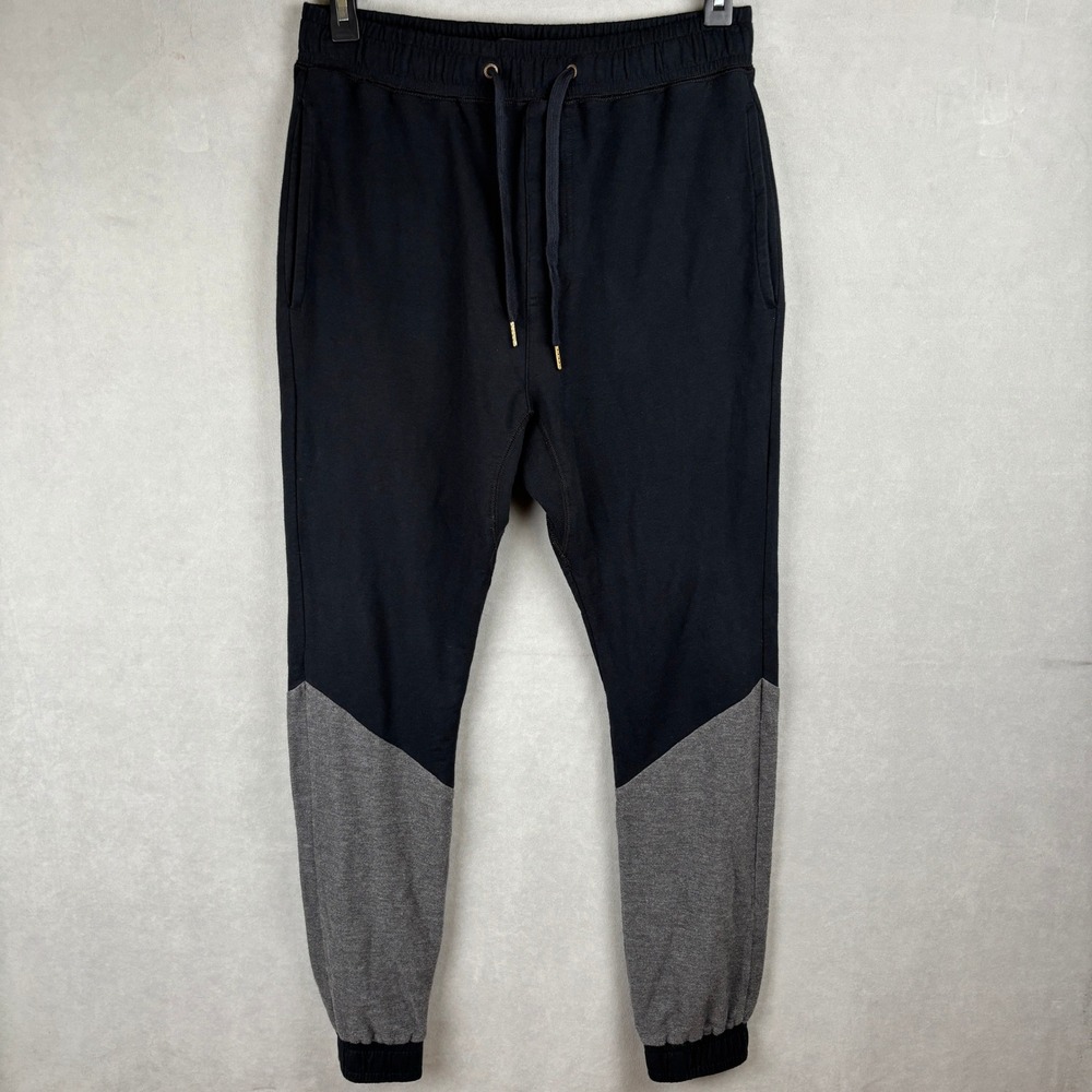 Zanerobe Sureshot Jogger Sweatpants Mens Sz 32 Black Grey Colorblock Slim Fit